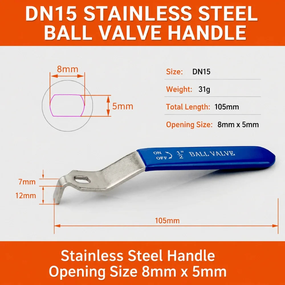 Stainless Steel Ball Valve Lever Handle DN15–DN50 | 6 Sizes