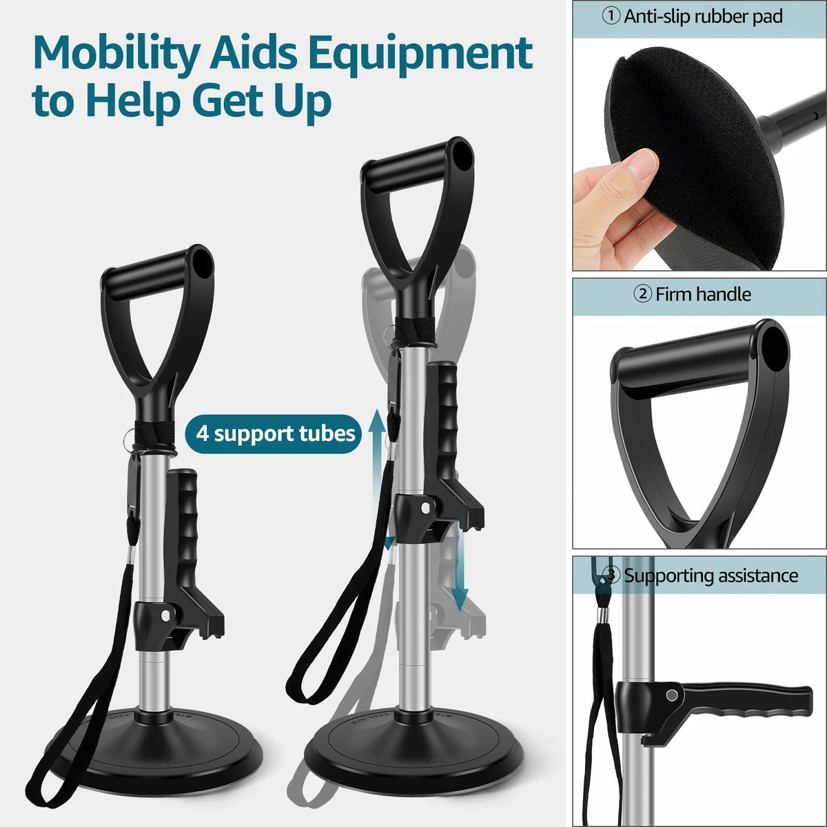 Height Adjustable Stand Assist Aid – 6" Non-Slip Base