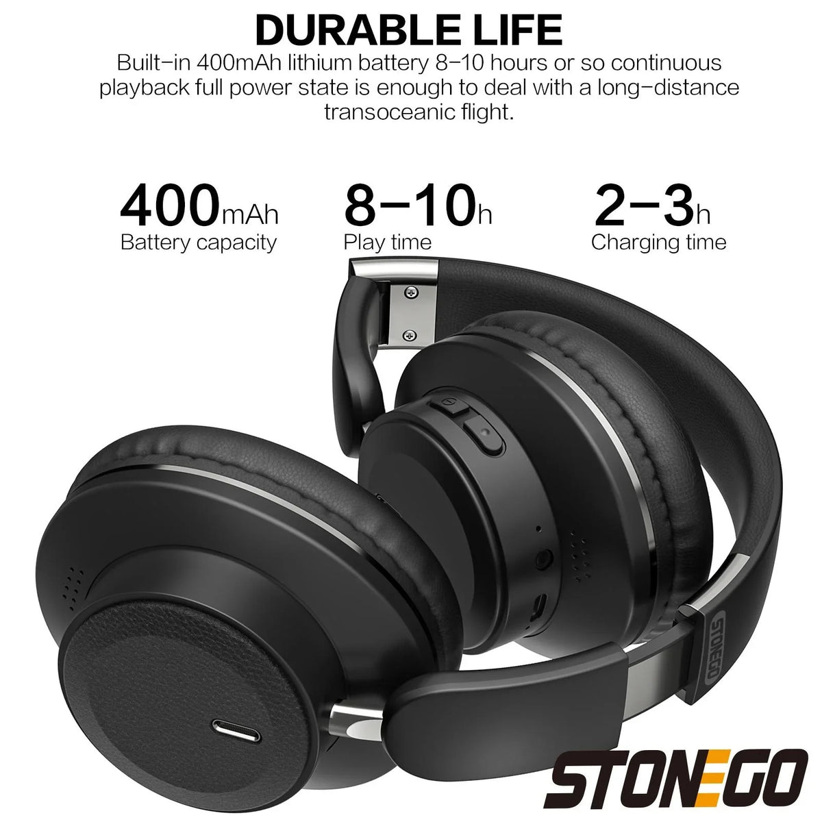 STONEGO BT 5.3 Foldable Over-Ear Wireless Headphones