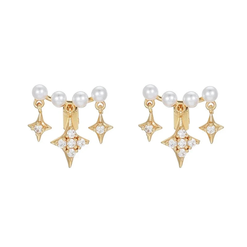 Wireless Earbud Charms – White Beads & Faceted Dangles Pair