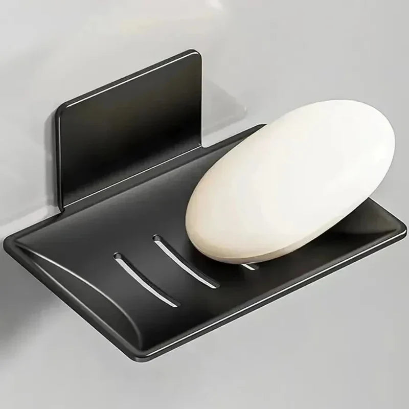 Wall Mounted Carbon Steel Soap Tray with Drainage – Black