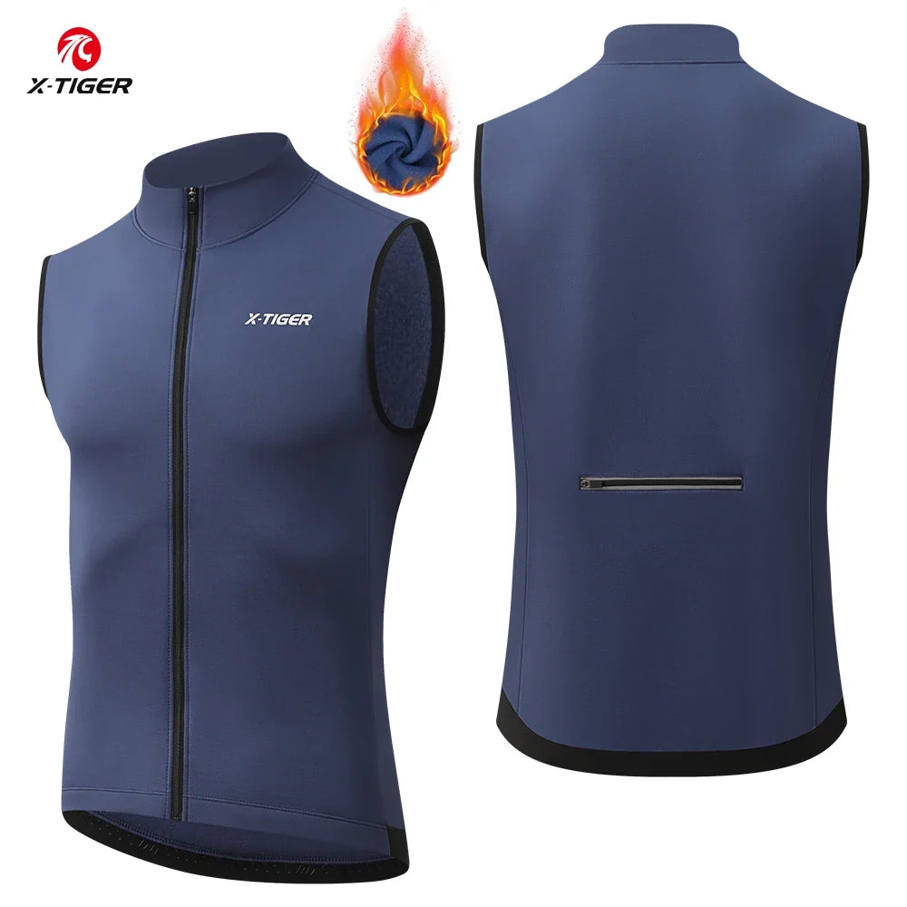 X-TIGER Windproof Cycling Vest – Fleece-Lined Winter Gilet