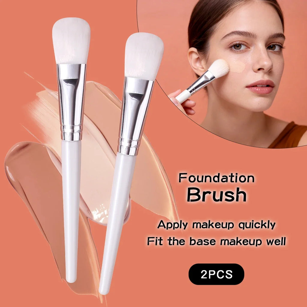 2PCS Soft Bristle Foundation Brushes – Streak-Free Face Brush Set