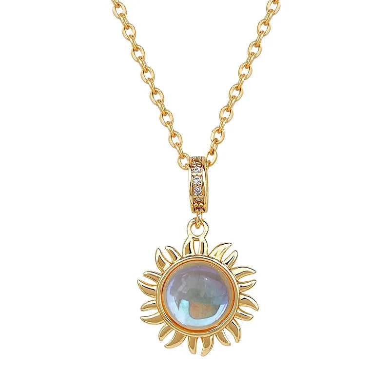 Sunflower Pendant Choker Necklace | Gold Stainless Steel