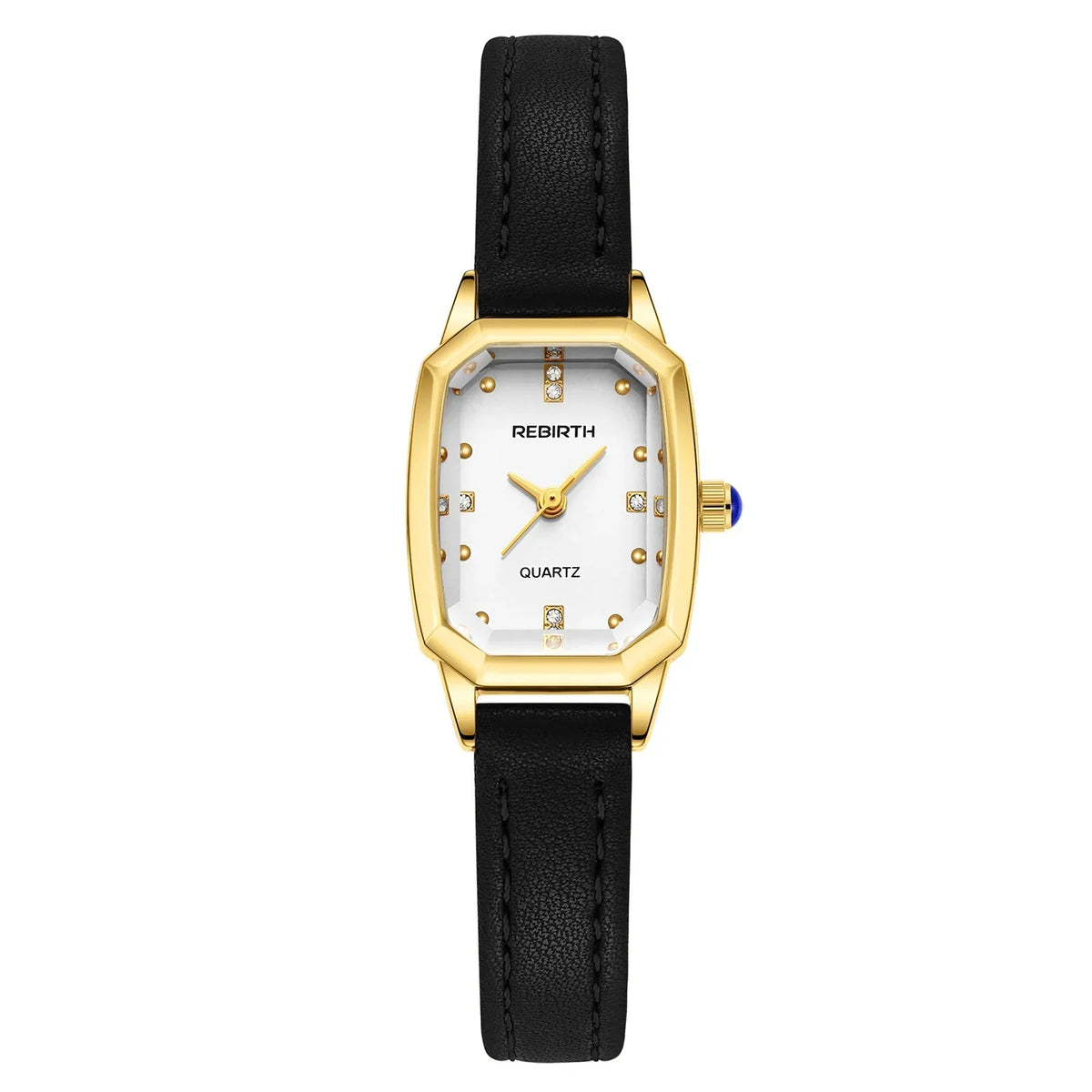 REBIRTH Unisex Square Quartz Watch – Leather Band, Water-Resistant