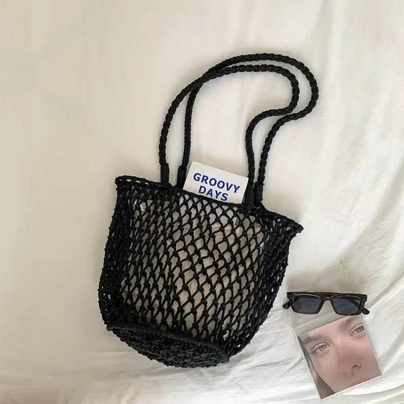 Nixie Large-Capacity Hollow-Out Woven Shoulder Bag for Women