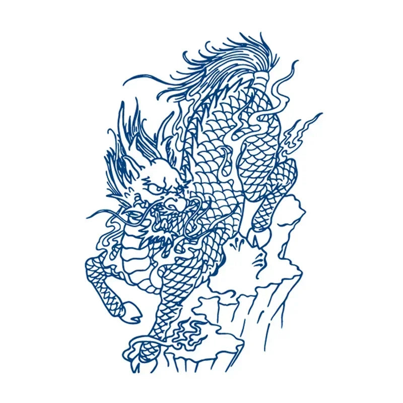 Blue Snake Temporary Tattoo Sticker – Waterproof Body Art