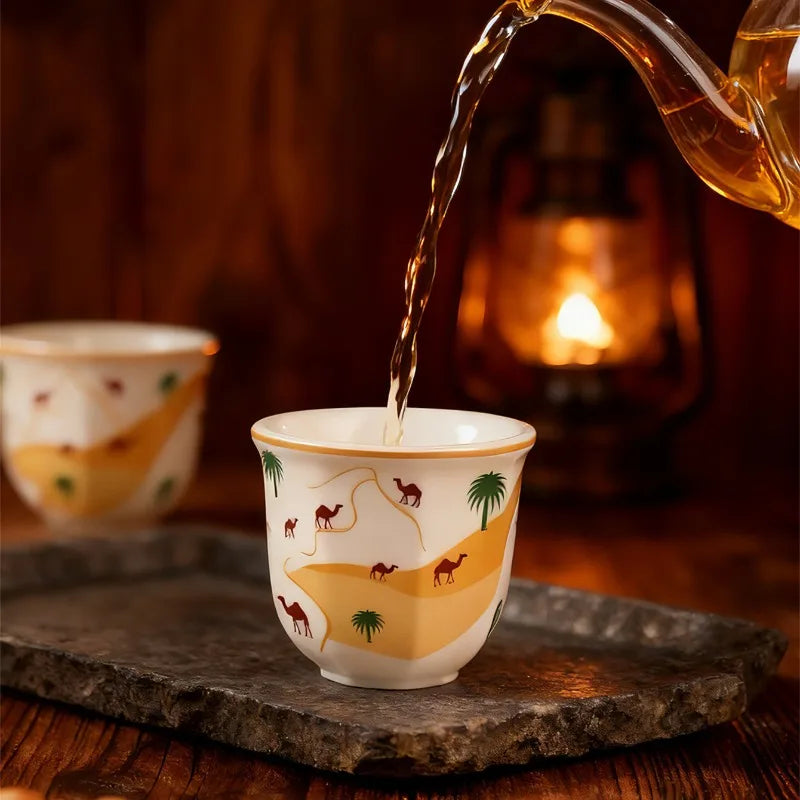 Middle Eastern Ceramic Espresso Cup – Desert Camel Retro Design
