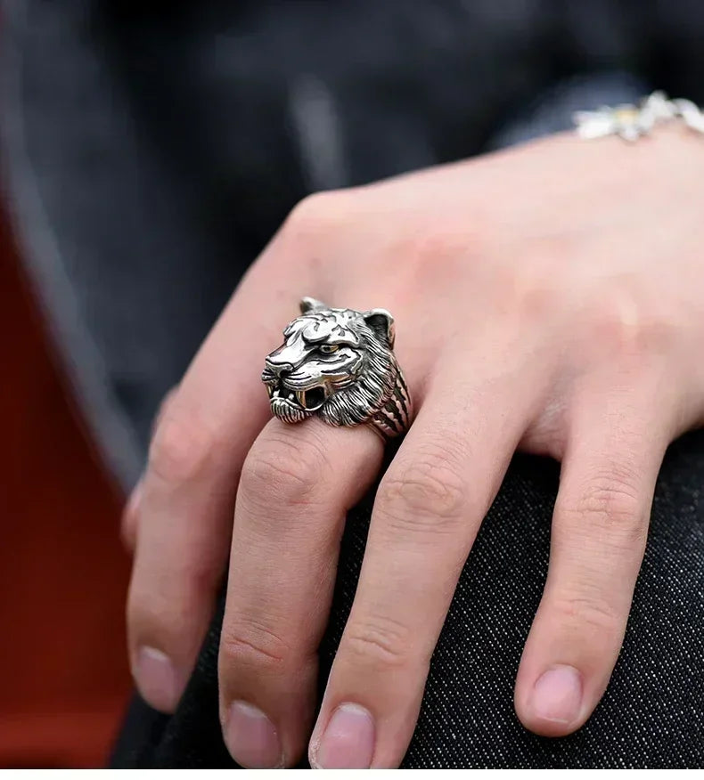Tiger Head Adjustable Biker Ring | Zinc Alloy Retro Punk Style