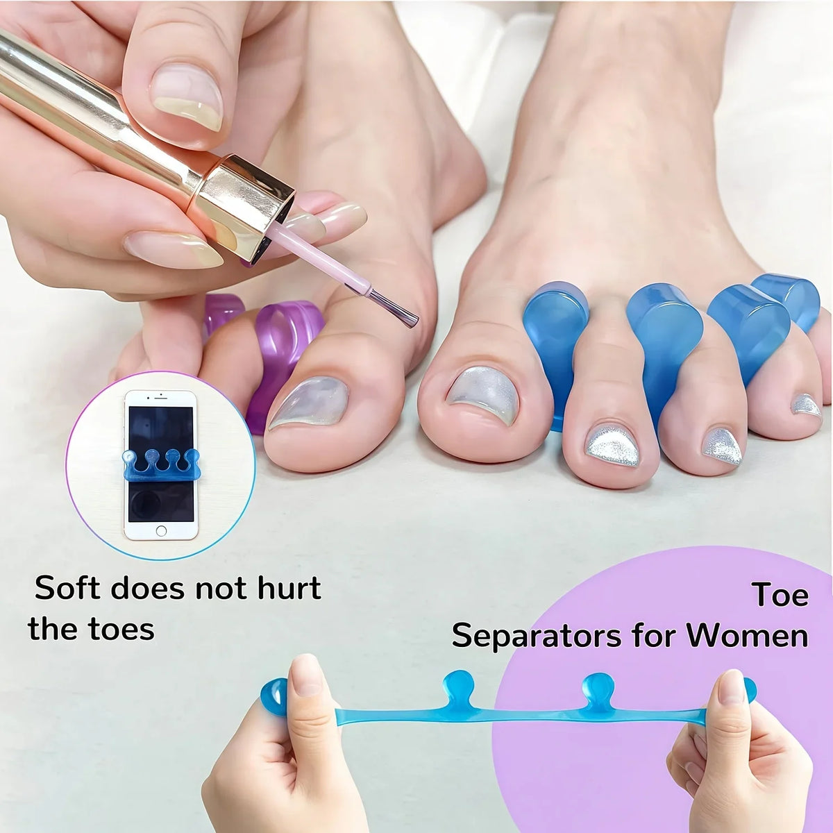 Soft Gel Toe Separators – Silicone Spacers for Pedicure Care
