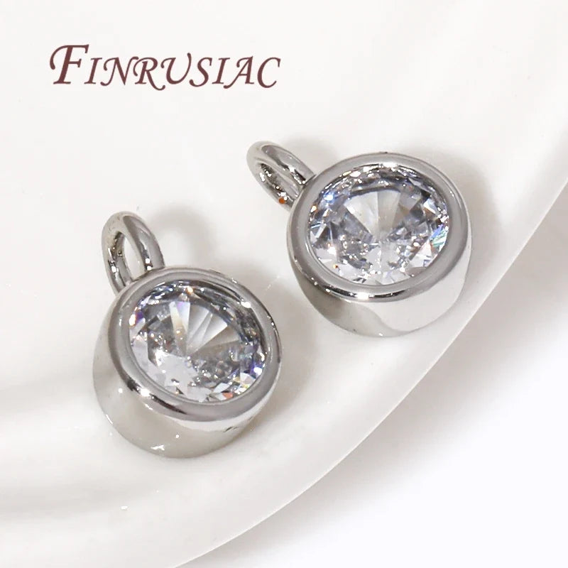 18K Gold Plated Rhinestone Round Charm Pendant – DIY Jewelry