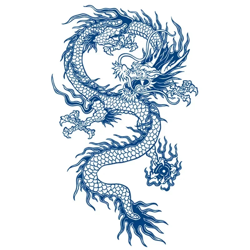Blue Snake Temporary Tattoo Sticker – Waterproof Body Art