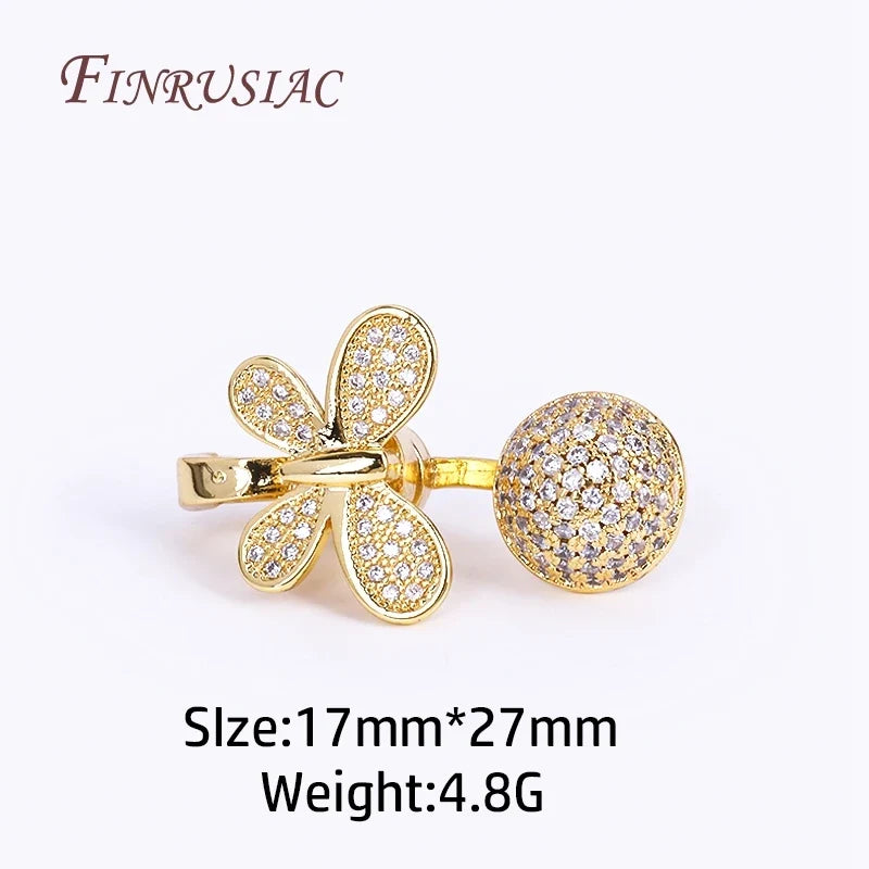 18K Gold Plated Zircon Magnetic Pearl Clasp | DIY Jewelry Findings