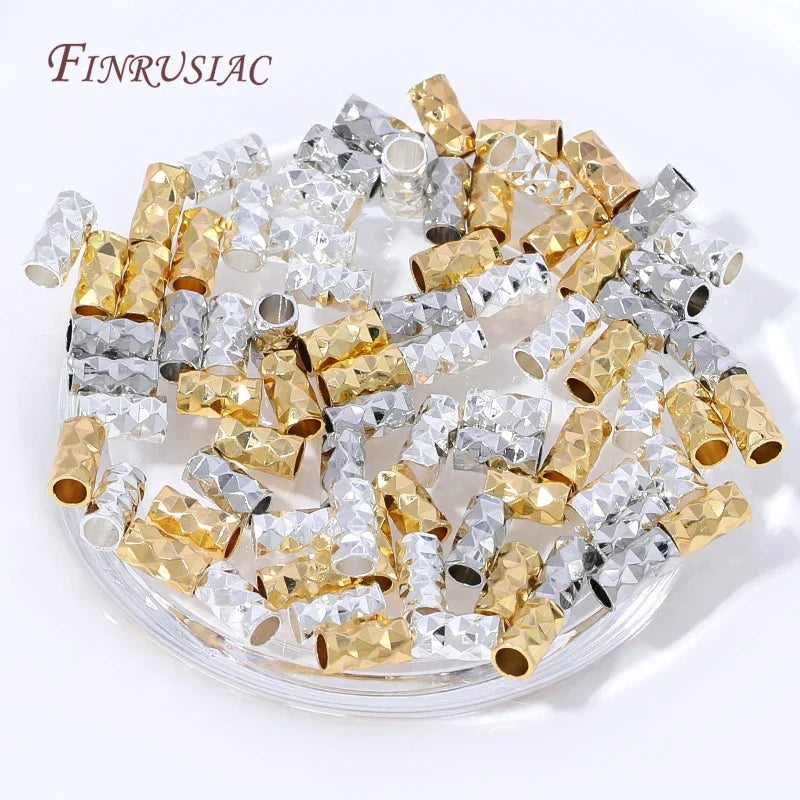 50Pcs Rhodium Plated Tube Spacer Beads | DIY Jewelry Making