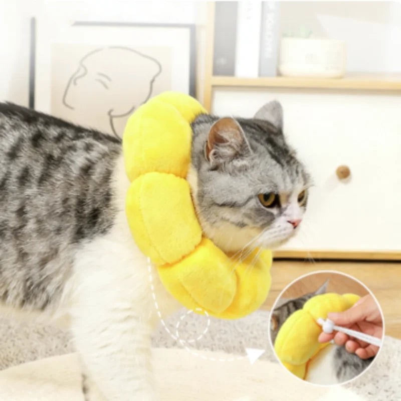Soft Plush Cat Recovery Collar – Adjustable Anti-Lick E-Collar