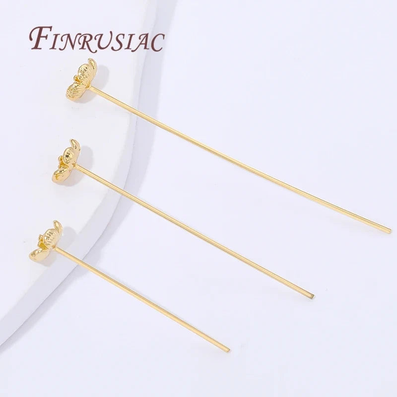 18K Gold Plated Flower Head Pins – DIY Jewelry Making 5/10 Pcs