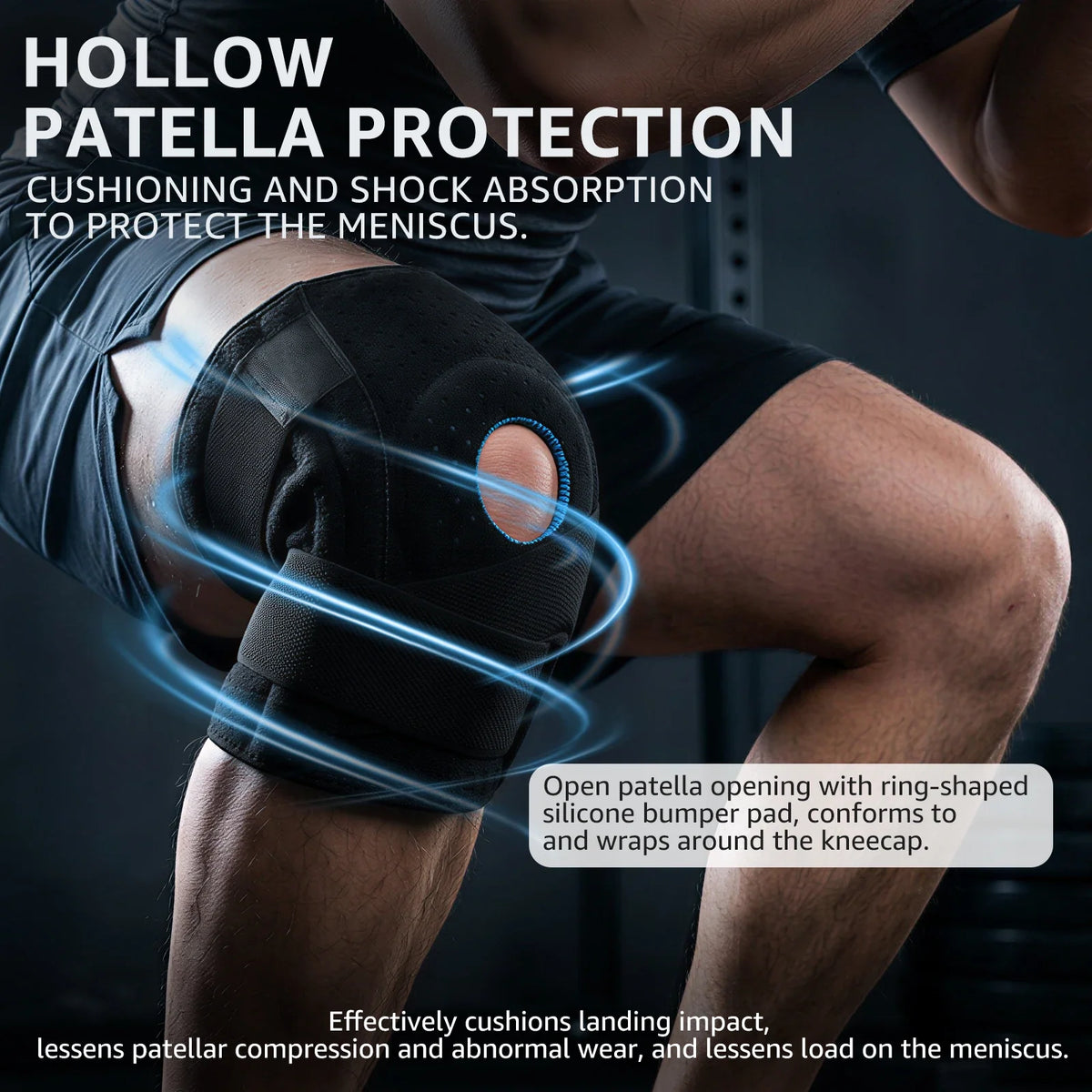 Knee Brace Open Patella Sleeve with Cross Bands & Springs