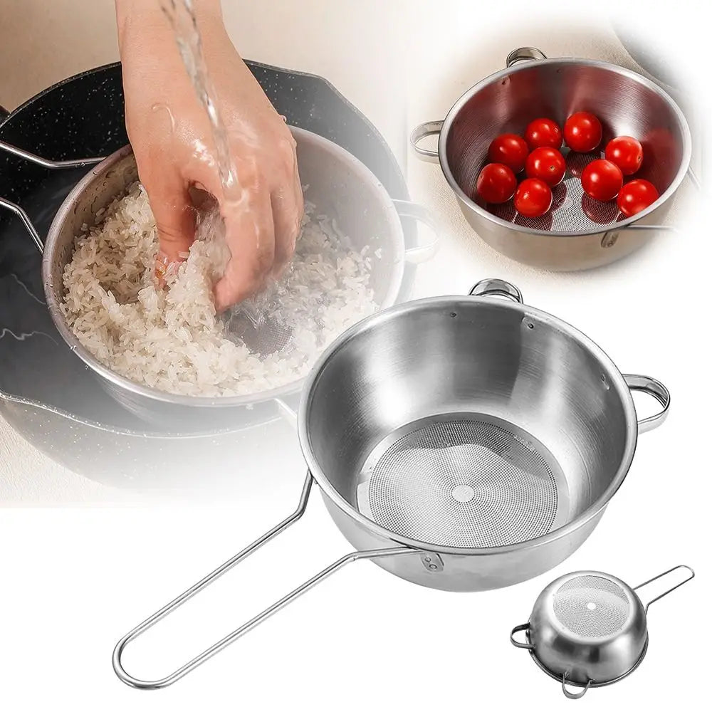 Stainless Steel Ultra-Fine Mesh Strainer with Long Handle & Hook