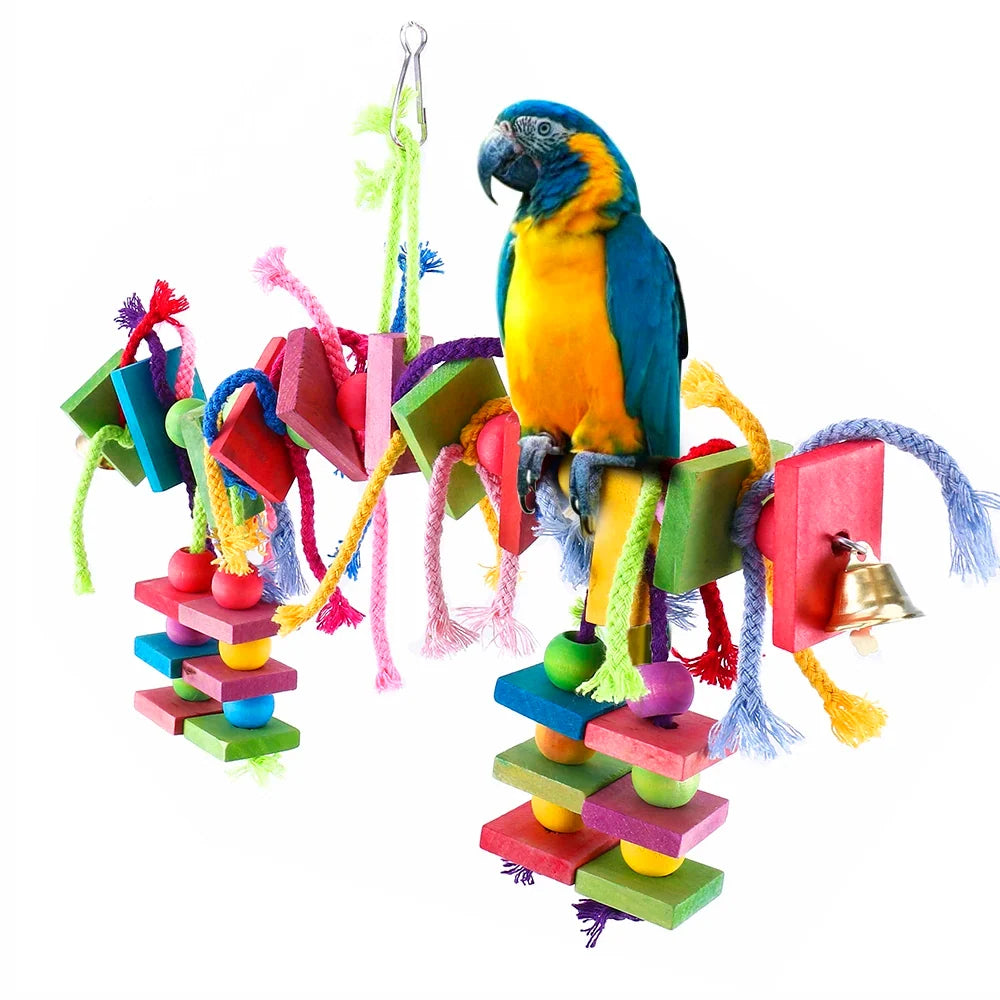 Wooden Rope Parrot Toy – Hanging Ladder & Bird Swing Chew Toy