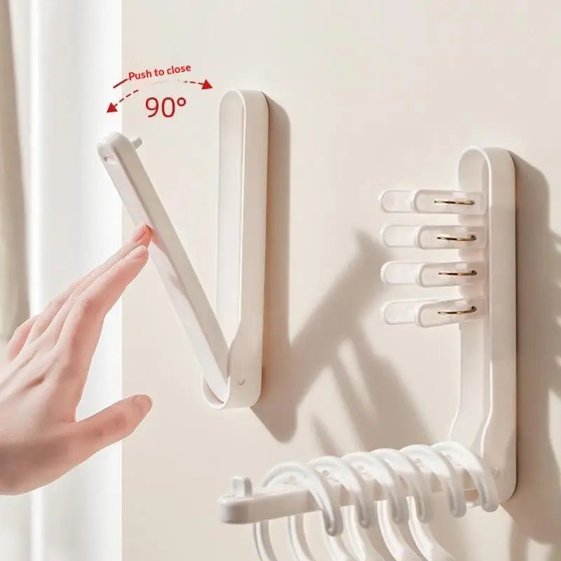 Foldable Wall-Mounted Clothes Hanger Organizer with Clips