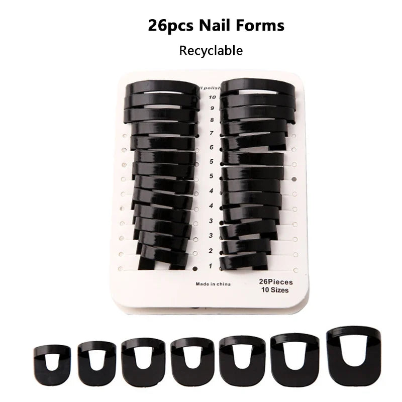 26Pcs Nail Forms Kit – 10 Sizes French Manicure Clips