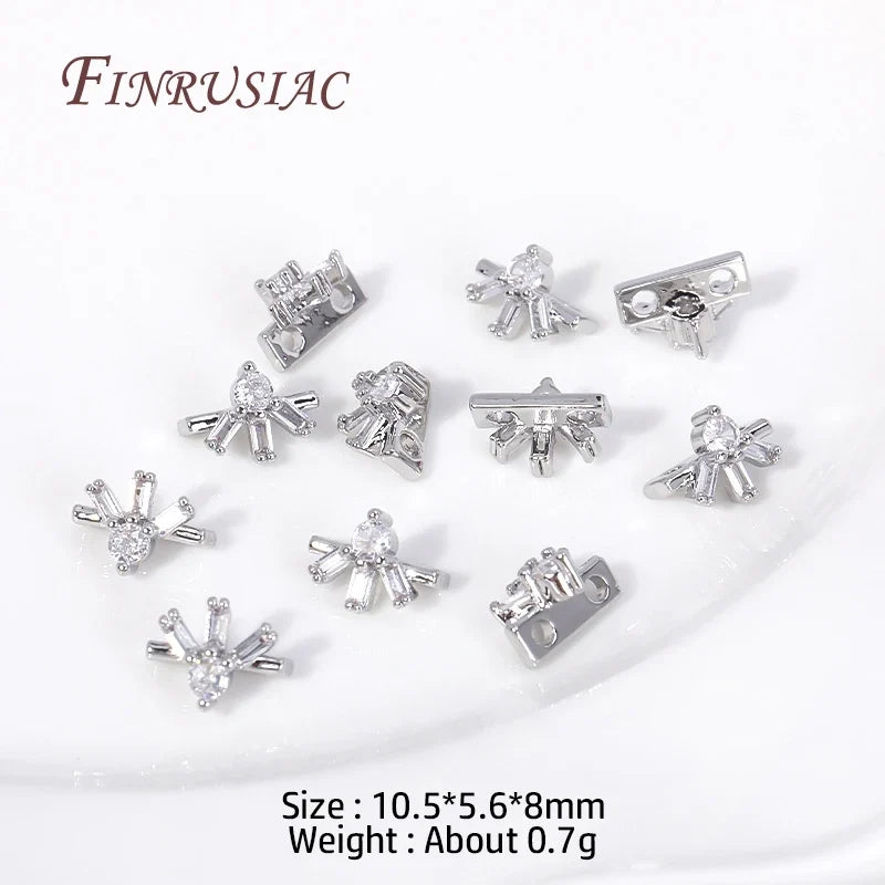18K Gold Plated Zircon Flower Spacer Bars 2/3 Hole | DIY Jewelry