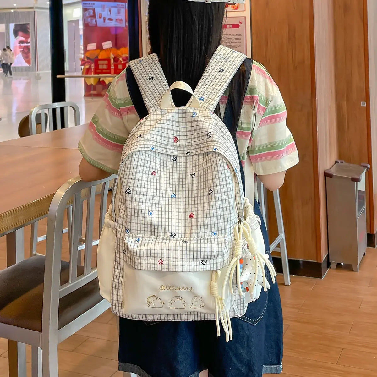 Women's Japanese Plaid Backpack – Large Capacity School Bag