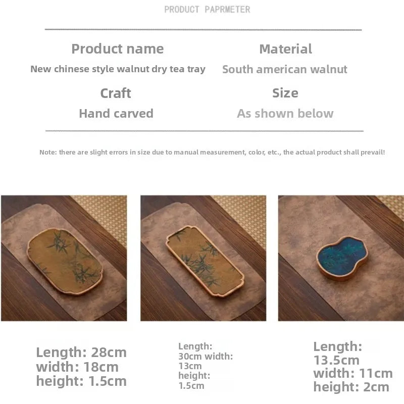 Walnut Tea Tray | Chinese Style Cloud Gauze Tea Mat & Set