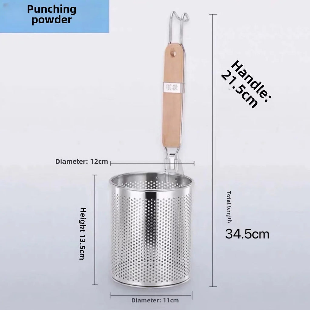 Stainless Steel Pasta Basket Strainer – Wooden Handle