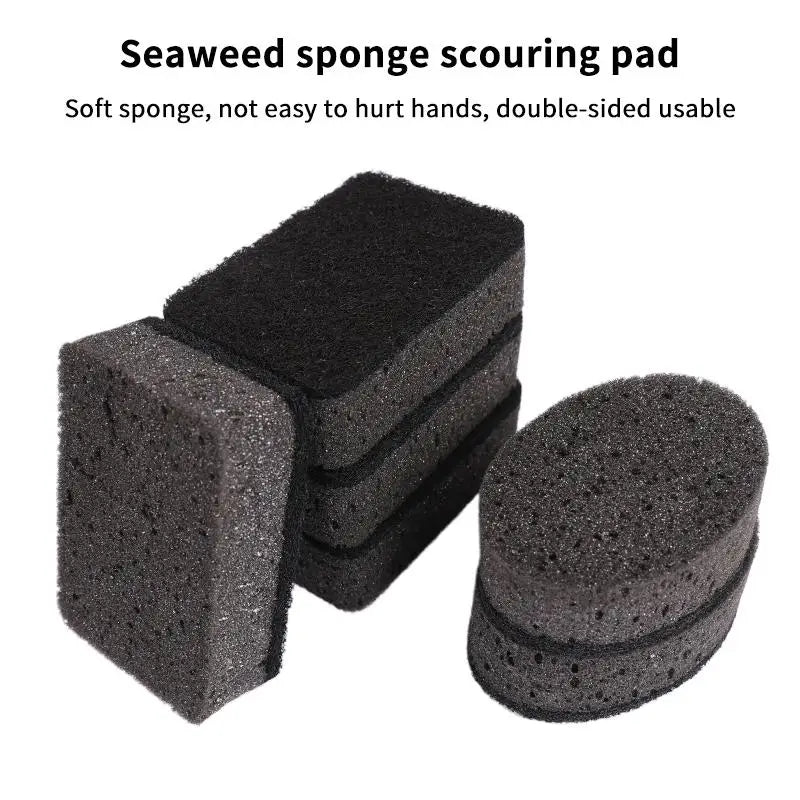 Black Seaweed Sponge Scrubbing Pads – Kitchen Cleaning (5/10pk)