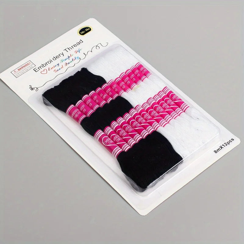 Gradient Embroidery Floss Set – 12 x 8M Polyester Cross-Stitch Thread