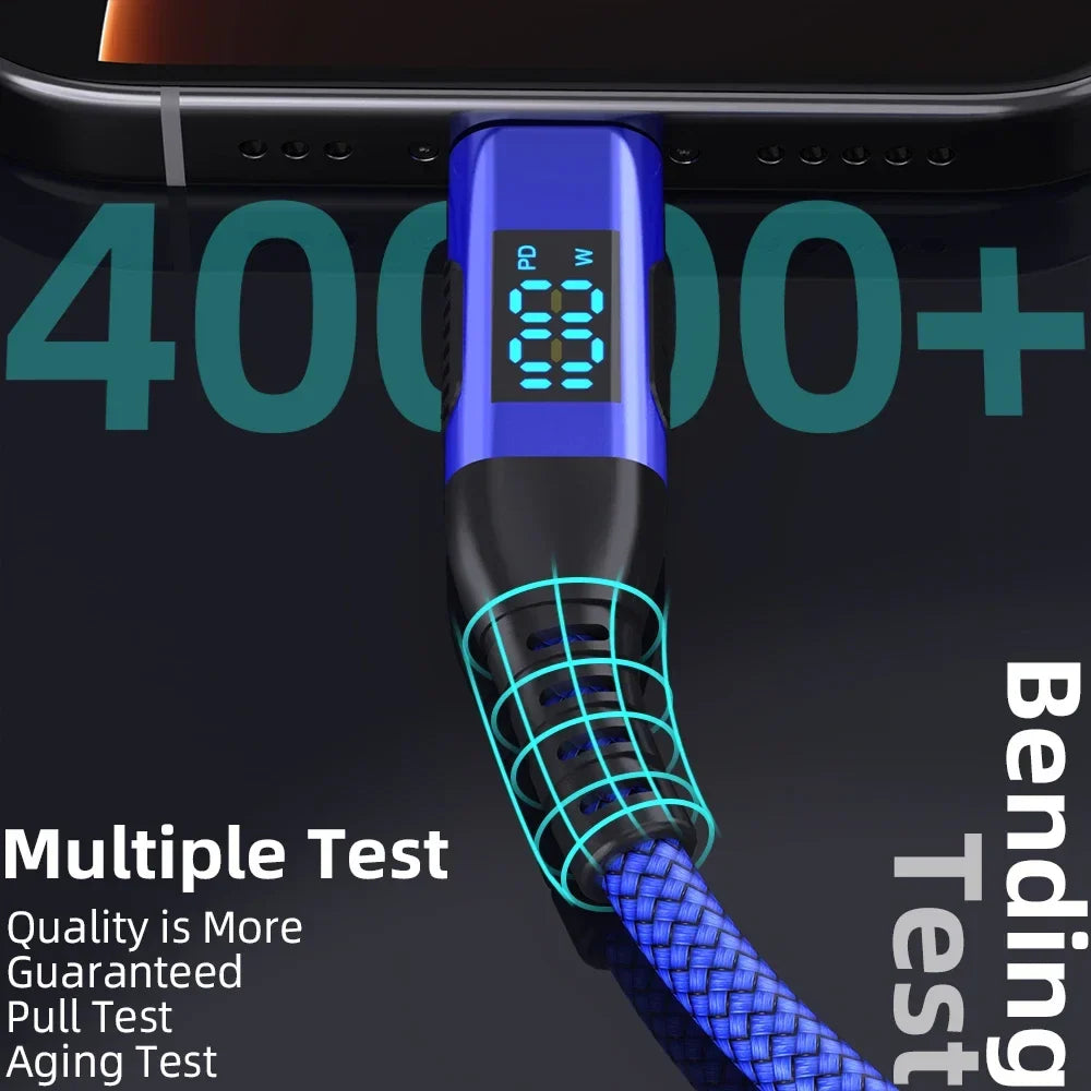 100W USB-C to USB-C Fast Charging Cable | LED Display