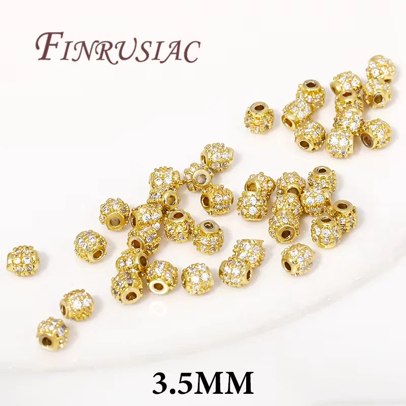 18K Gold Plated Zircon Flower Beads – DIY Jewelry Making