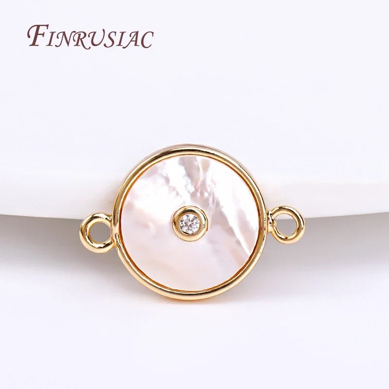 18K Gold Plated Shell Connector Charms | Zircon DIY Pendants