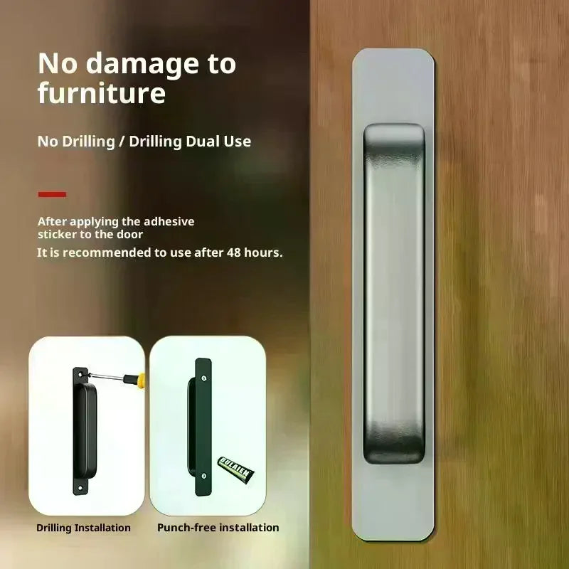 Drill-Free Aluminum Adhesive Door Handle for Sliding Doors & Drawers