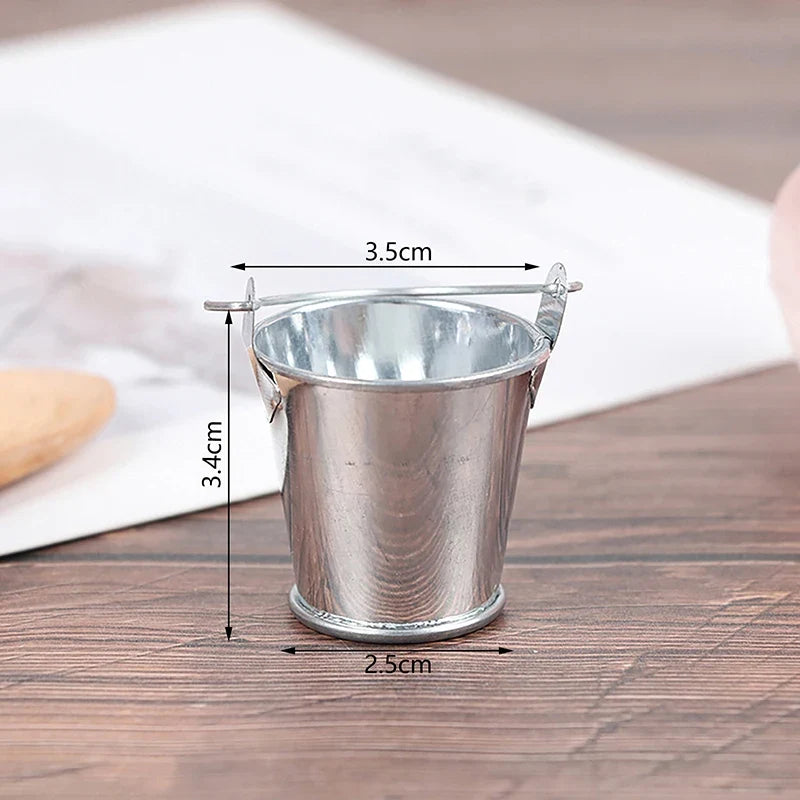 Miniature Iron Pail for Dollhouse Decor & Beach Bucket Toy