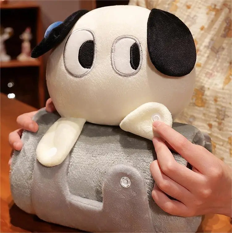 Cartoon 2-in-1 Throw Pillow Blanket – Soft Plush Foldable Nap