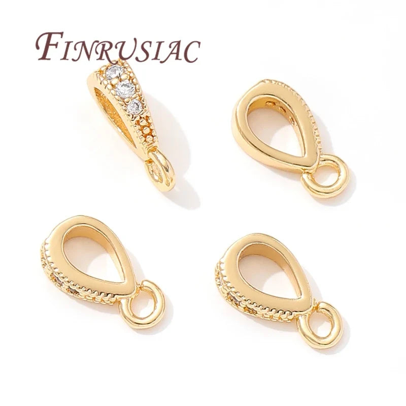 14K Gold Plated Brass Pendant Bails Open Ring DIY Jewelry Findings
