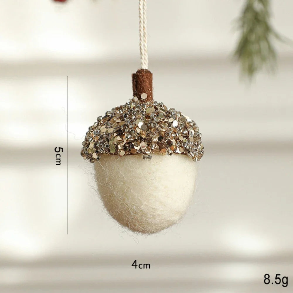 Wool Felt Acorn & Pine Christmas Tree Hanging Ornaments