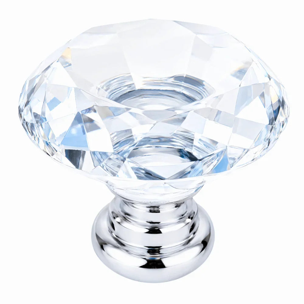 10pcs Crystal Glass Cabinet Knobs 30mm Silver Drawer Pulls