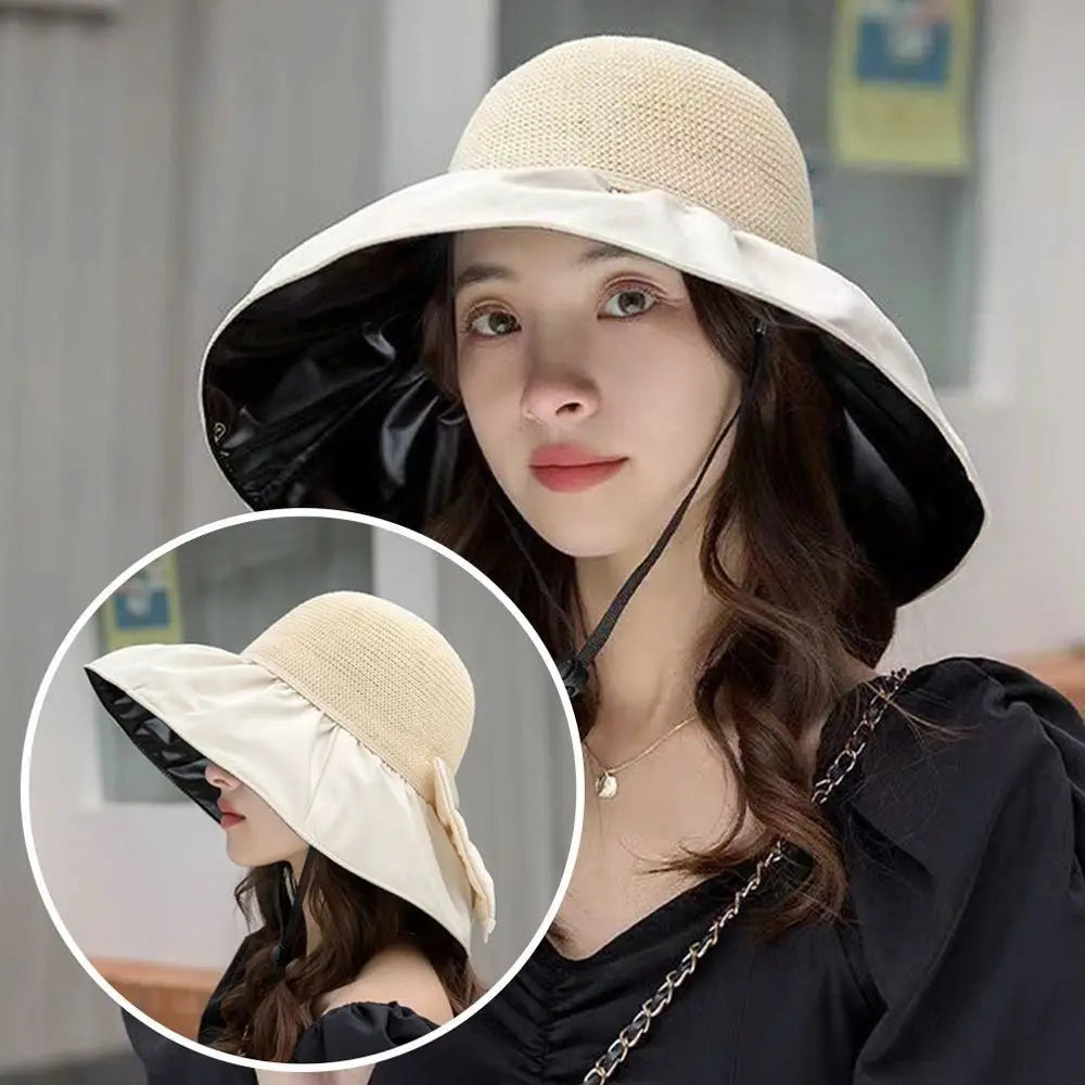 Women's Wide Brim UV Bucket Hat – Foldable Beach Cap