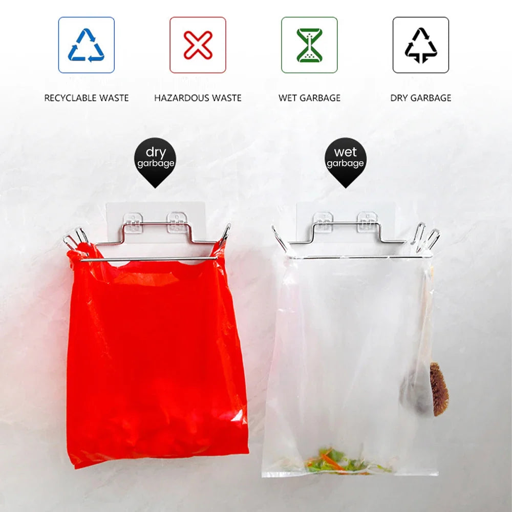 Stainless Steel Cabinet Door Trash Bag Holder Rack