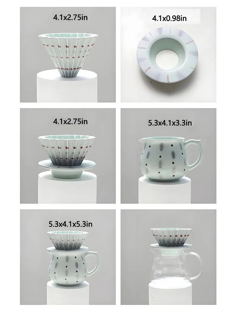 Hand-Painted Ceramic Pour Over Coffee Dripper & Carafe Set