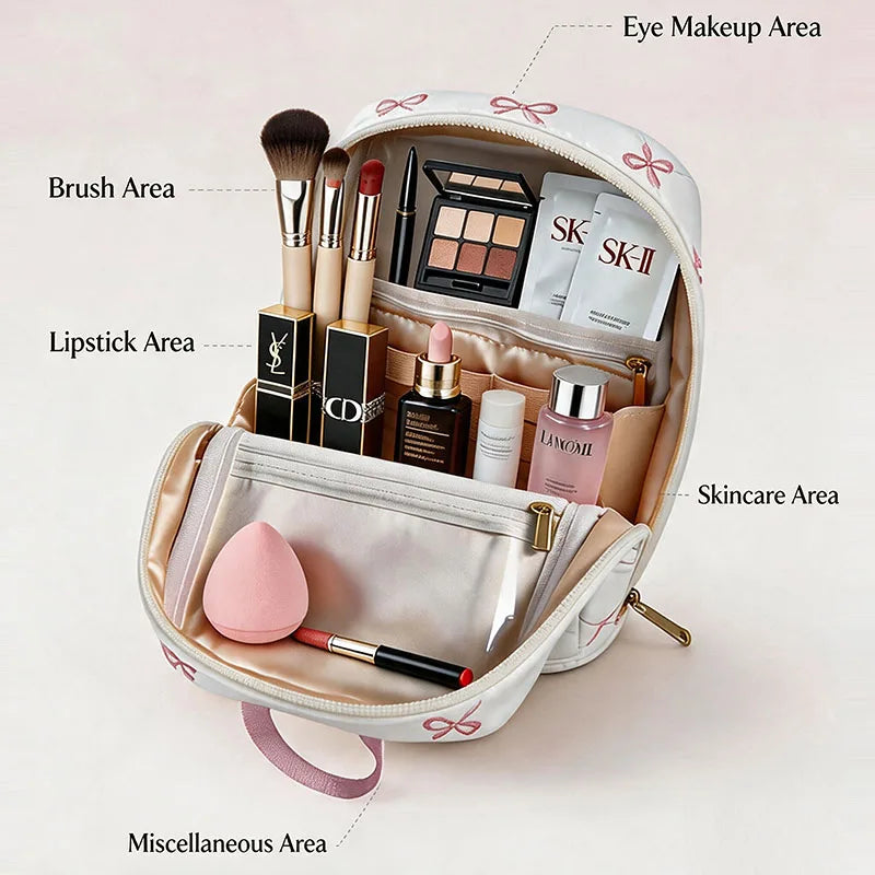 Standing Makeup Brush Bag – Large Capacity Cosmetic Organizer