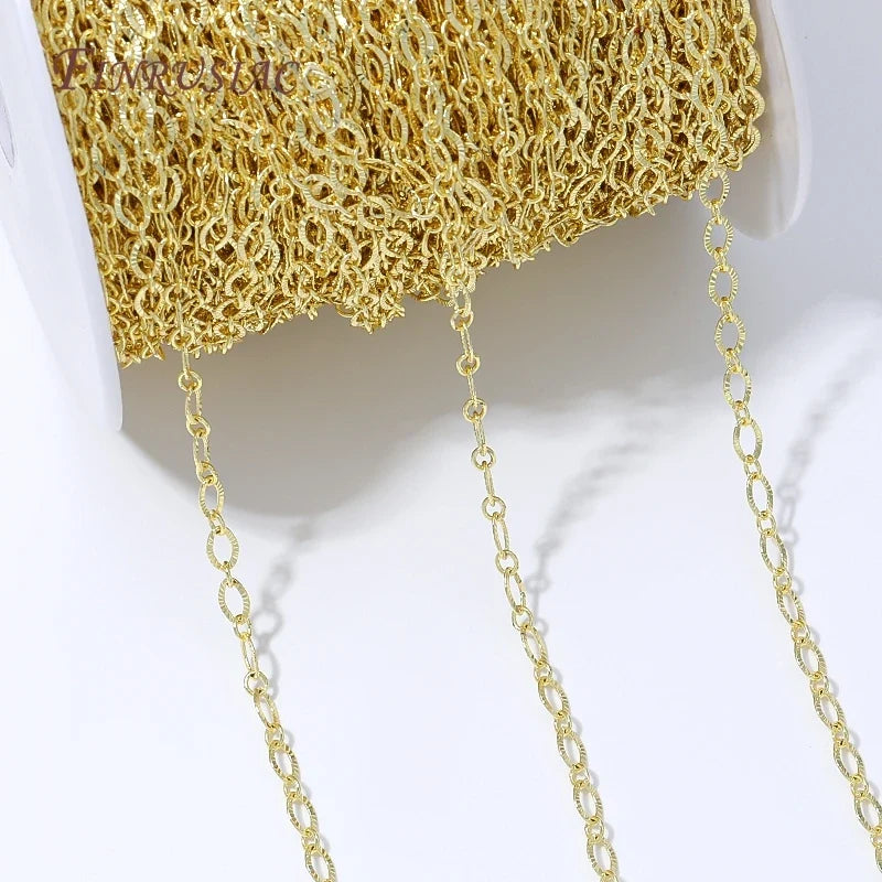 18K Gold Plated Oval Embossed Link Chain – DIY Jewelry Making