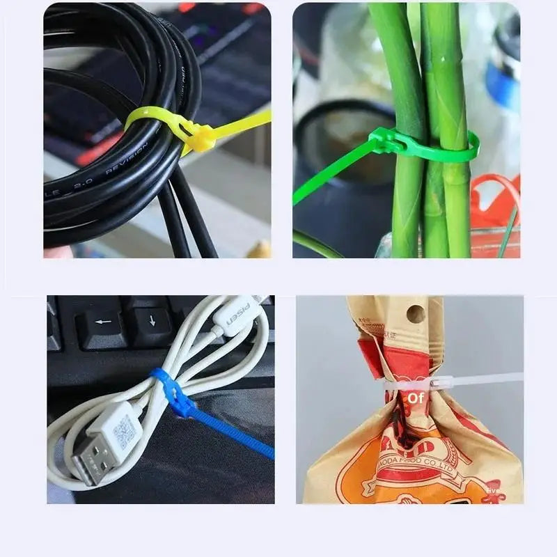 100PCS Reusable Nylon Cable Ties – Colored Detachable Zip Ties