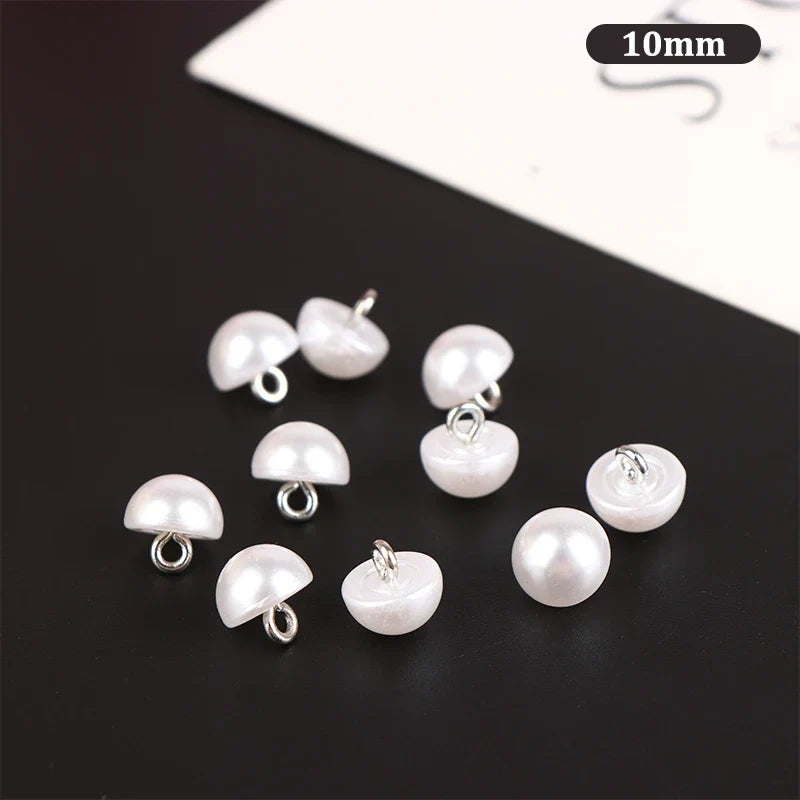 10Pcs Mushroom Faux Pearl Shank Buttons 10mm 12mm – DIY Sewing