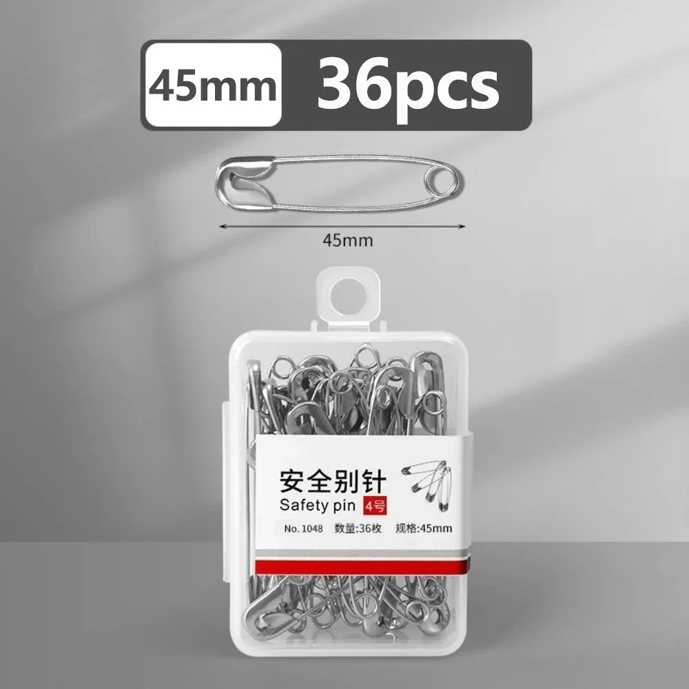 Multi-Size Rust-Proof Stainless Steel Safety Pins with Storage Box
