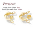 18K Gold Plated Crimp Cover Beads & Connector Clasps 100pcs
