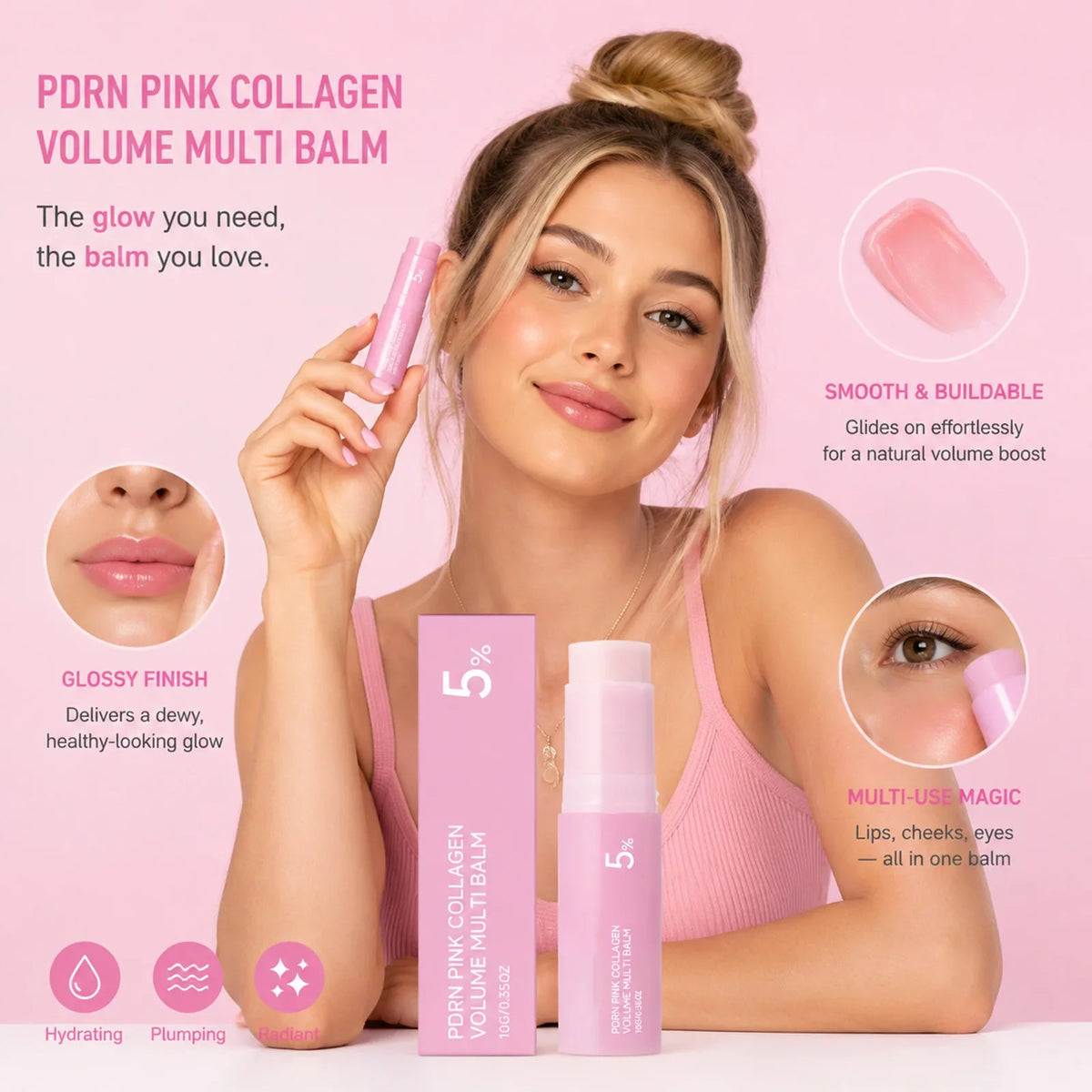 PDRN Pink Collagen Multi Balm Stick – Face, Lip & Neck